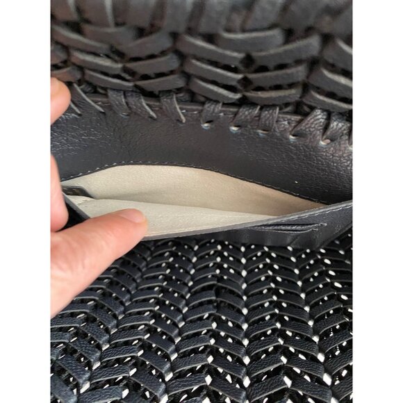 Anya Hindmarch Neeson Tassel Shoulder Bag Capra Leather Dark Marine Blue Woven - Picture 11 of 14